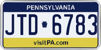 PA license plate JTD6783