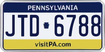 PA license plate JTD6788
