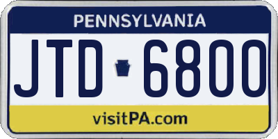 PA license plate JTD6800