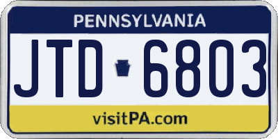 PA license plate JTD6803