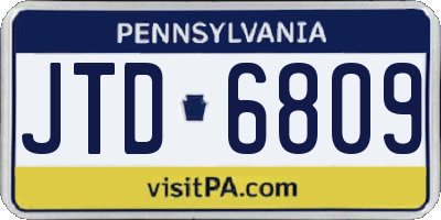 PA license plate JTD6809