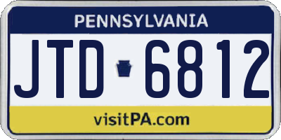 PA license plate JTD6812