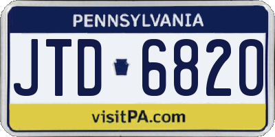 PA license plate JTD6820