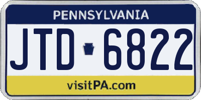 PA license plate JTD6822