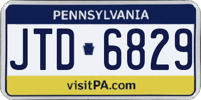 PA license plate JTD6829
