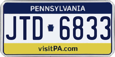 PA license plate JTD6833