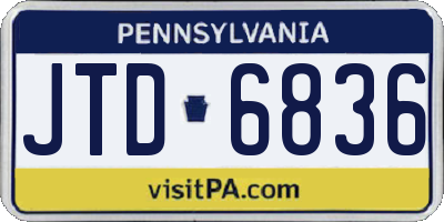 PA license plate JTD6836