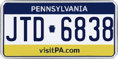 PA license plate JTD6838