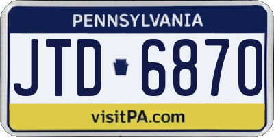 PA license plate JTD6870