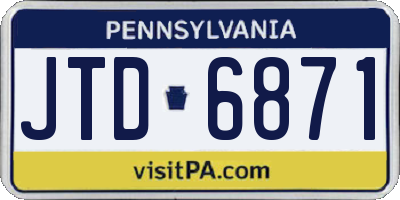 PA license plate JTD6871