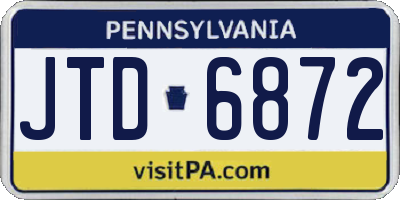 PA license plate JTD6872