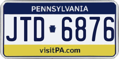 PA license plate JTD6876