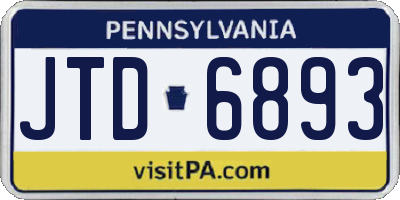 PA license plate JTD6893