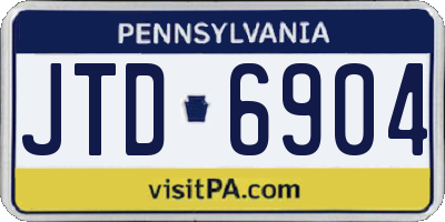 PA license plate JTD6904