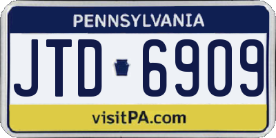 PA license plate JTD6909