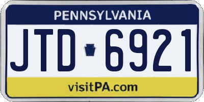 PA license plate JTD6921
