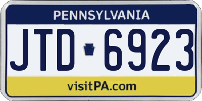 PA license plate JTD6923