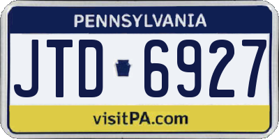PA license plate JTD6927