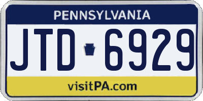 PA license plate JTD6929