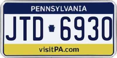PA license plate JTD6930