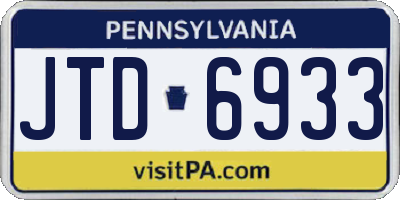 PA license plate JTD6933