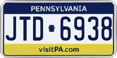 PA license plate JTD6938