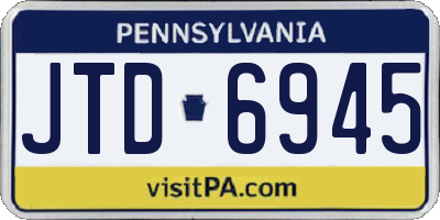 PA license plate JTD6945