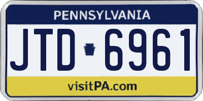 PA license plate JTD6961