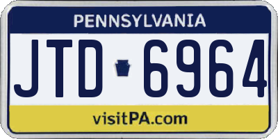 PA license plate JTD6964
