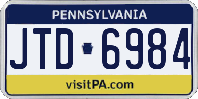 PA license plate JTD6984