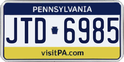 PA license plate JTD6985