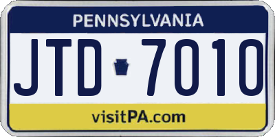 PA license plate JTD7010