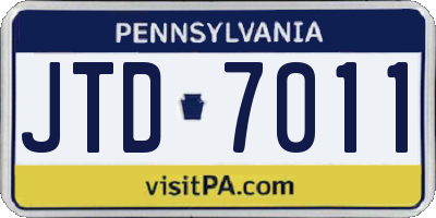 PA license plate JTD7011