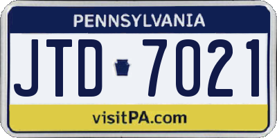 PA license plate JTD7021
