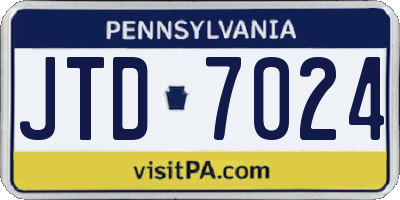 PA license plate JTD7024
