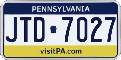 PA license plate JTD7027
