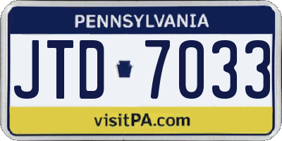 PA license plate JTD7033