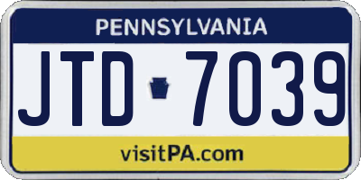 PA license plate JTD7039