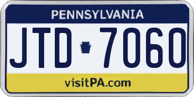 PA license plate JTD7060