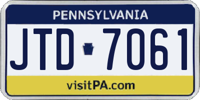 PA license plate JTD7061