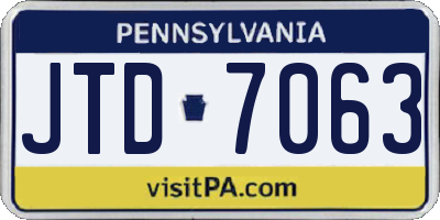PA license plate JTD7063
