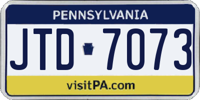 PA license plate JTD7073