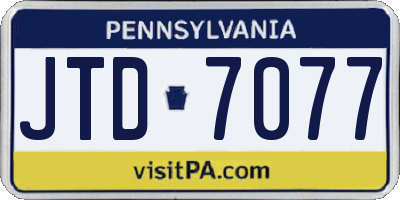 PA license plate JTD7077