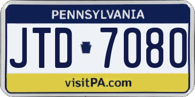 PA license plate JTD7080