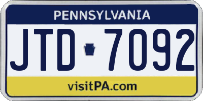 PA license plate JTD7092