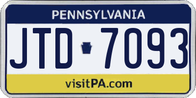 PA license plate JTD7093