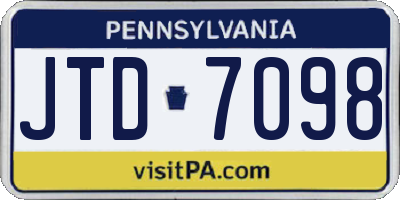 PA license plate JTD7098
