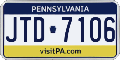 PA license plate JTD7106
