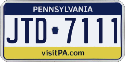 PA license plate JTD7111