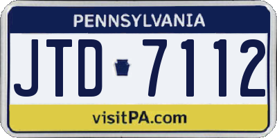 PA license plate JTD7112